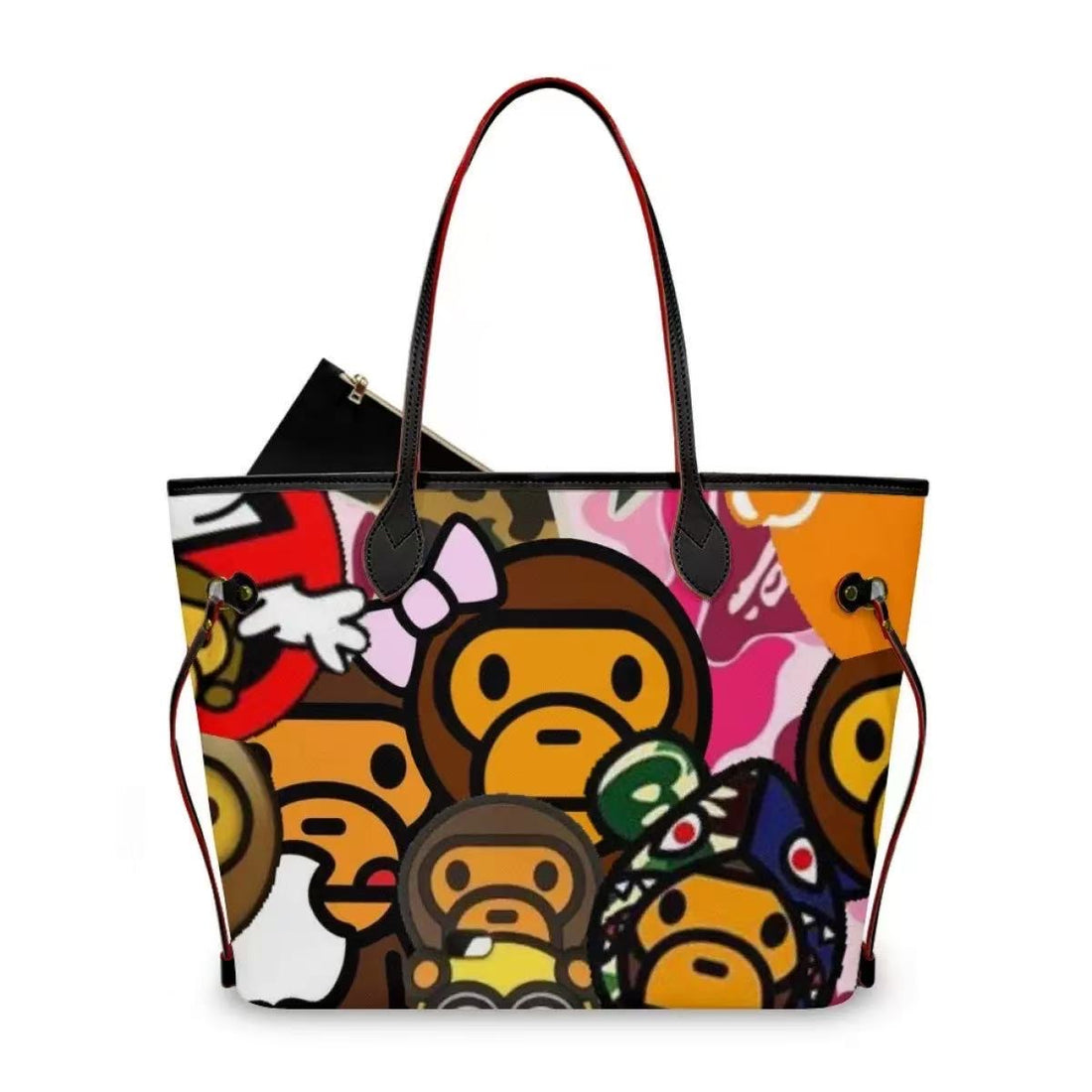 Cartoon Ape Camo Tote Bag with Pouch – Large Shoulder Bag