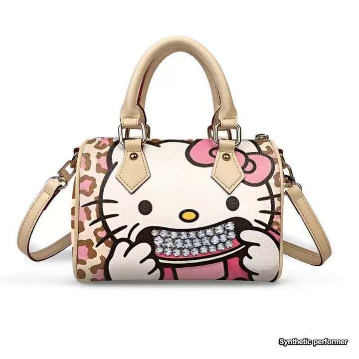Pink Kitty Leopard Print Boston Bag – Rhinestone Glam Handbag