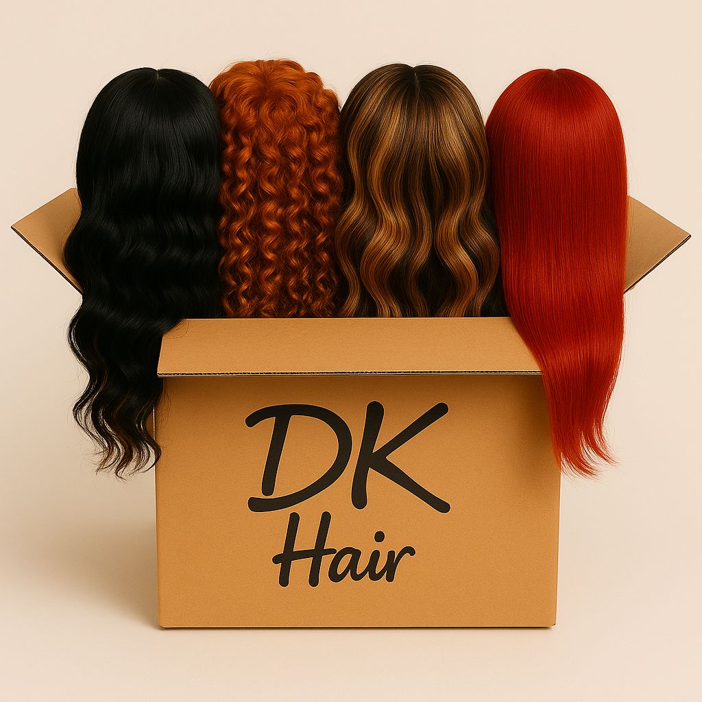 Box Wigs Inside 12 wigs mix colors--Styles: Body wave, Curly, Straight, and Kinky straight