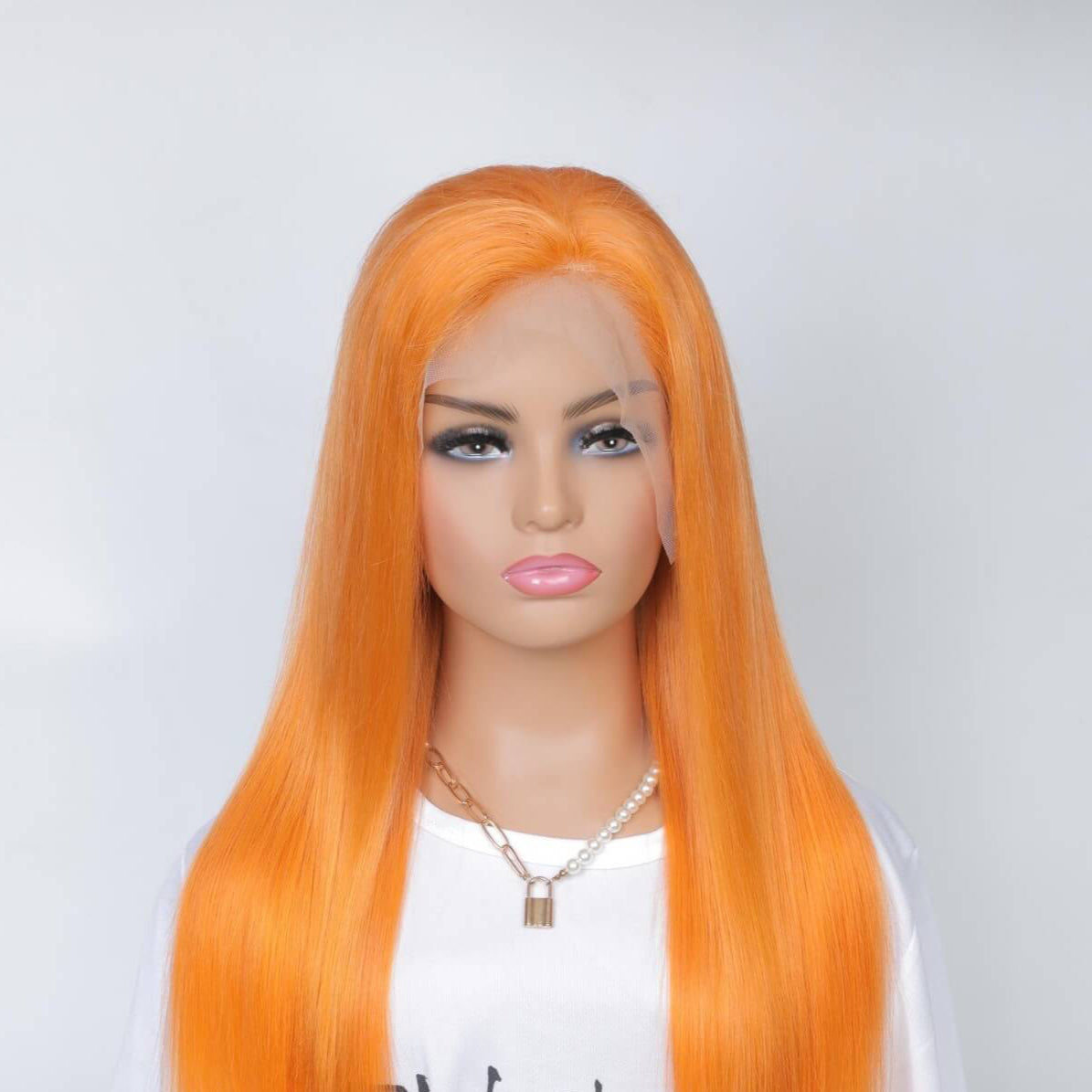 Orange Human Hair Wig 13x4 Density 200%